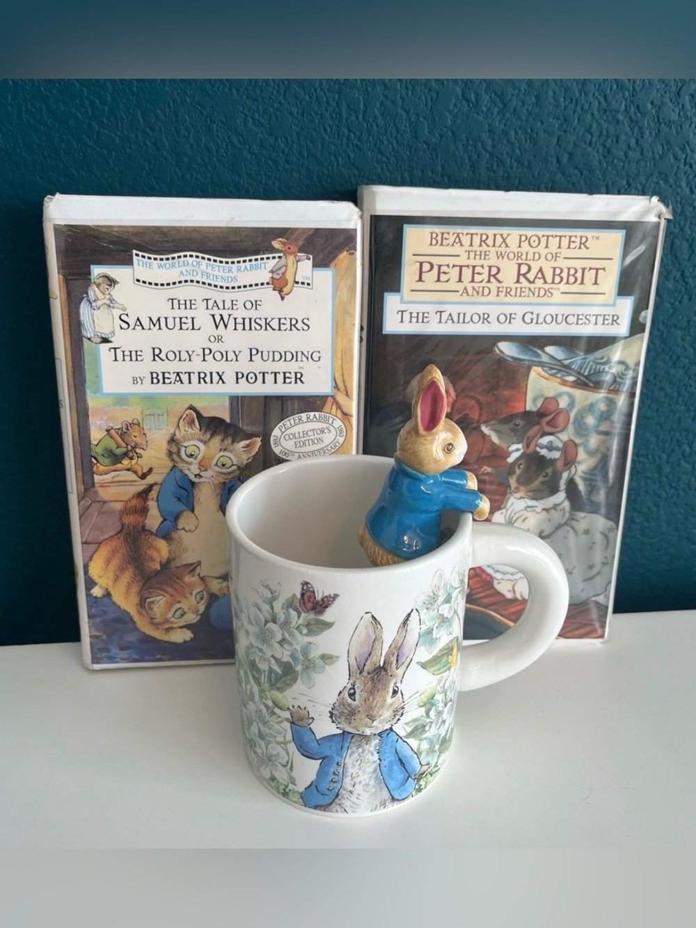 Beatrix Potter Petter Rabbit Samuel Whiskers Mug and 2 VHS Tapes
